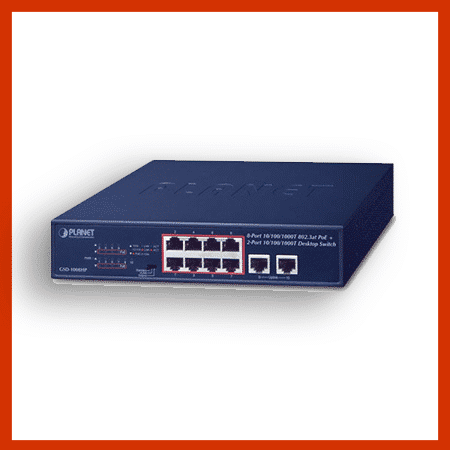 8 port 1g t 802.3at poe + 2 port 1g t desktop switch